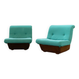 Set of two Lev & Lev armchairs in fabric, removable covers, with fiberglass structure, year