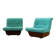 Set of two Lev & Lev armchairs in fabric, removable covers, with fiberglass structure, year