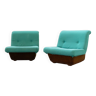 Set of two Lev & Lev armchairs in fabric, removable covers, with fiberglass structure, year