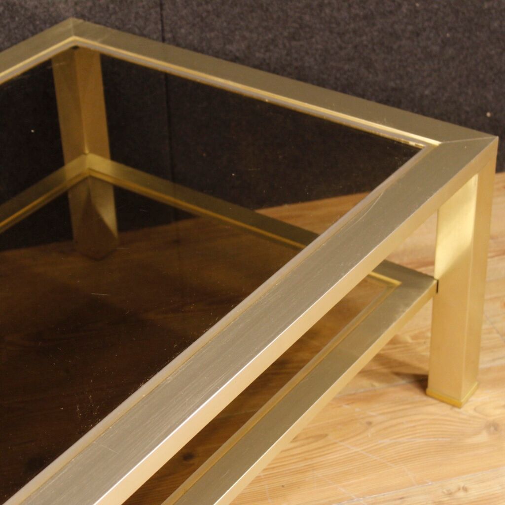 French design coffee table in glass and metal