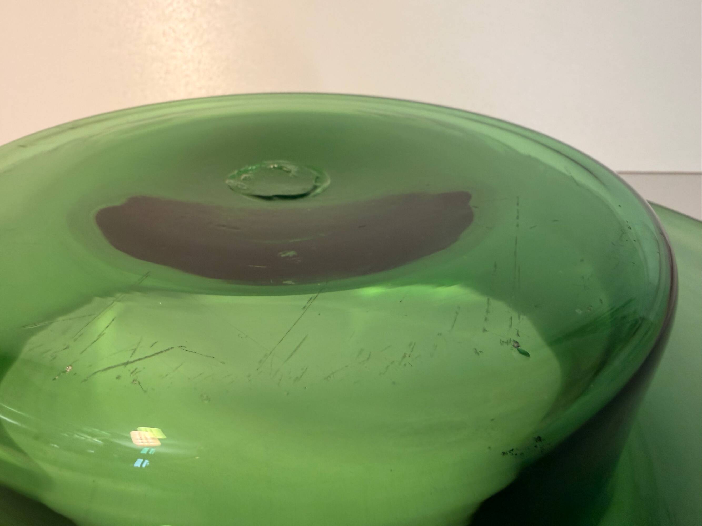 Bol de centre en verre soufflé à la main vintage, Empoli, Italie, années 1970