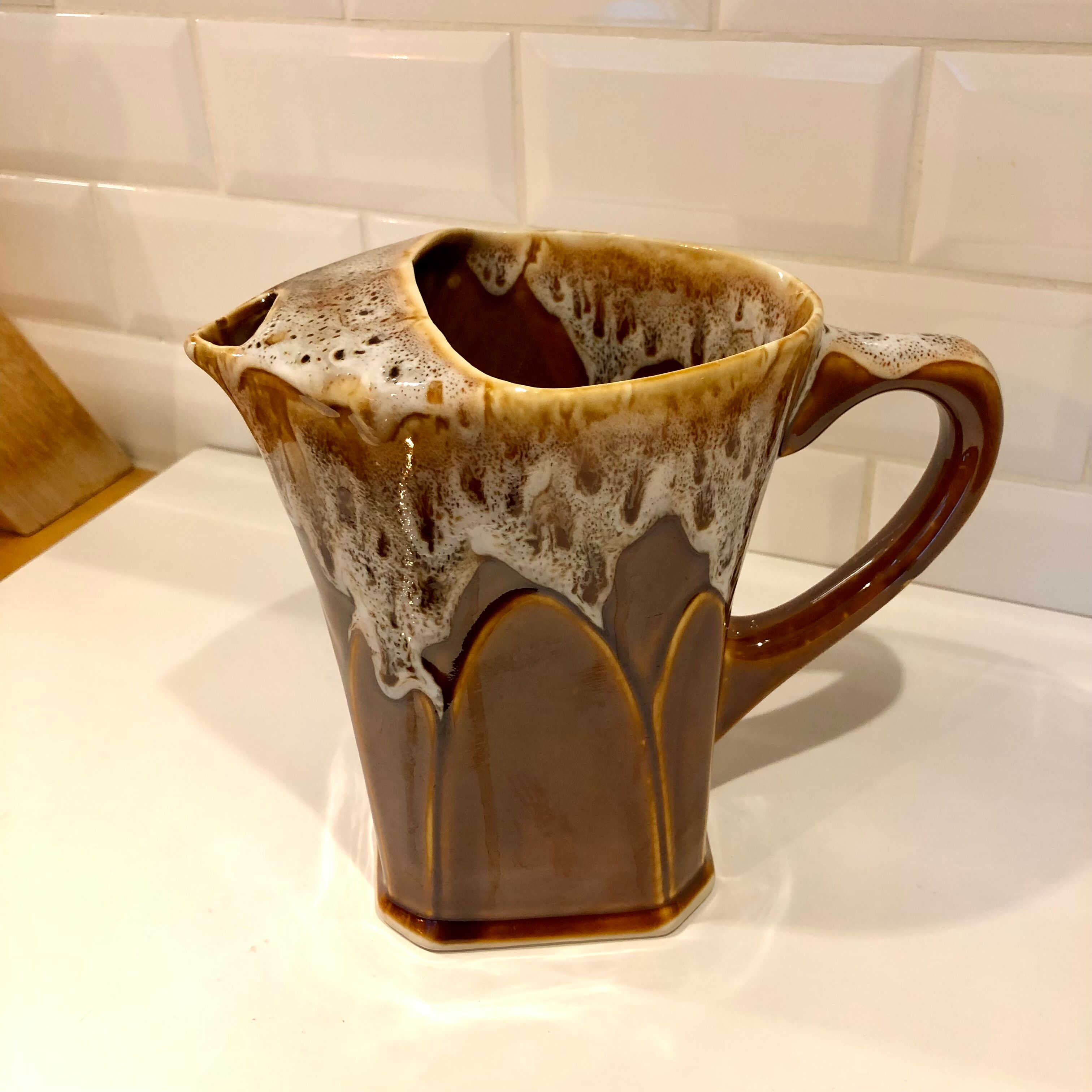 Enamelled ceramic pitcher from the 50s