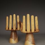 Chaises vintage en bois massif. Années 1970. Lot de 2.
