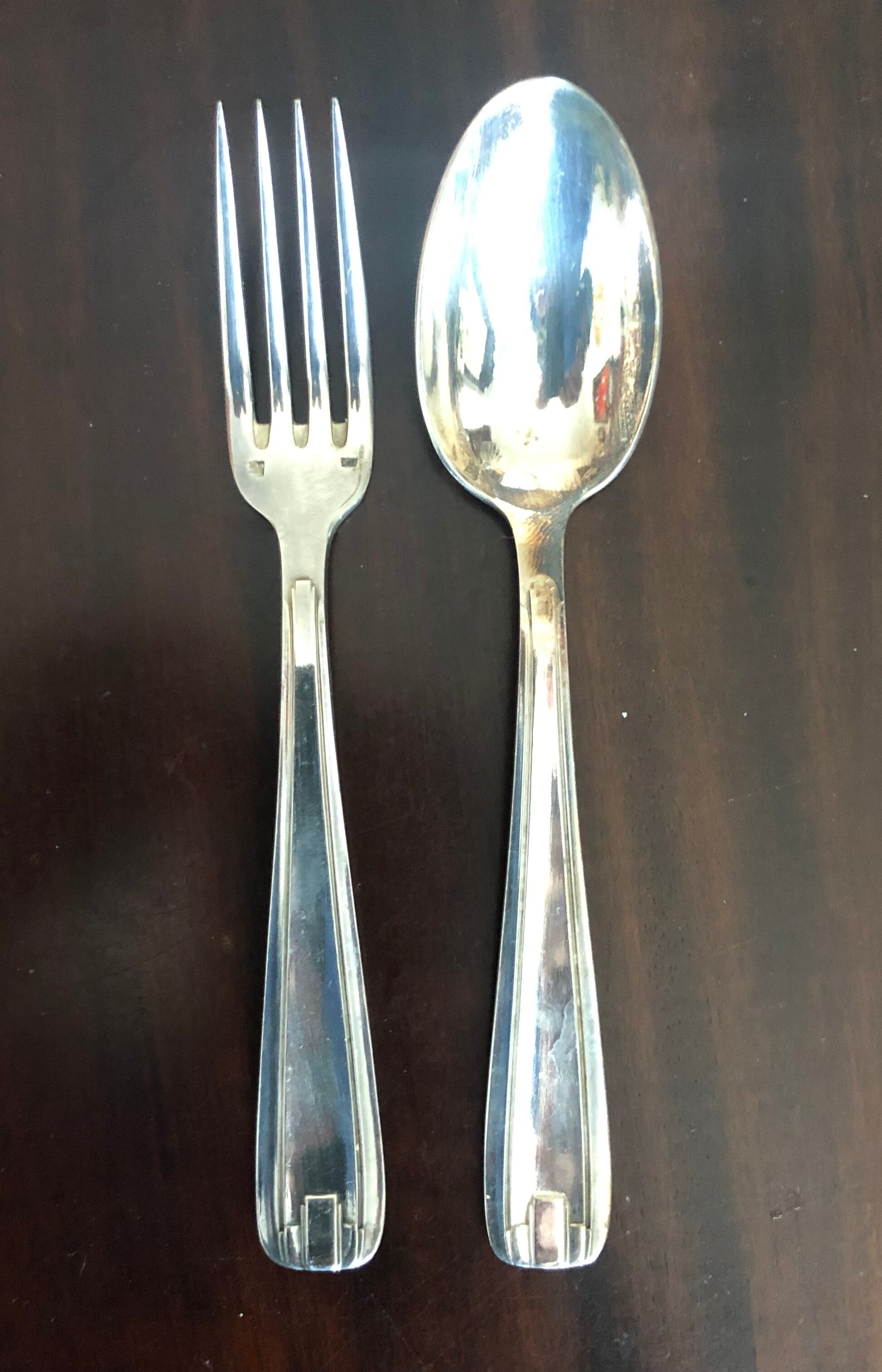 Set of 6 silver metal cutlery (box of 12 pieces)