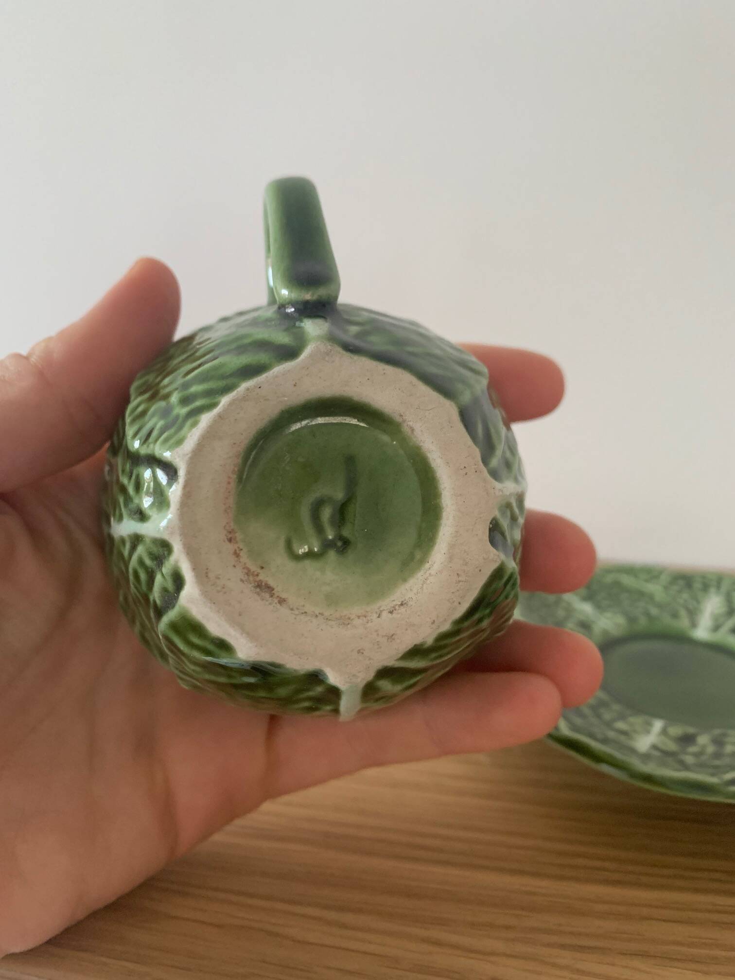 Cabbage coffee cup + saucer, Portugal