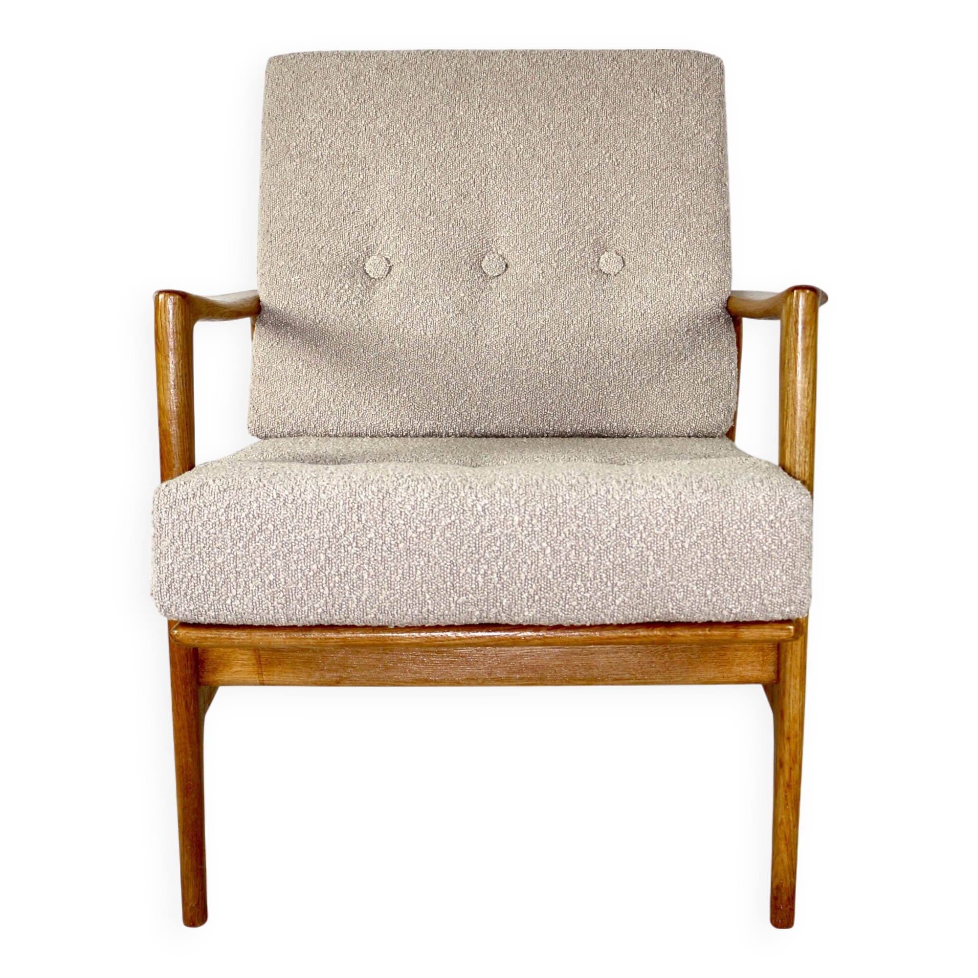 Polish Beige Stefan Oak Armchair, 1970s