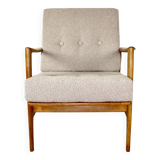 Polish Beige Stefan Oak Armchair, 1970s