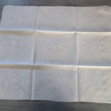 12 large antique damask table napkins, monogrammed