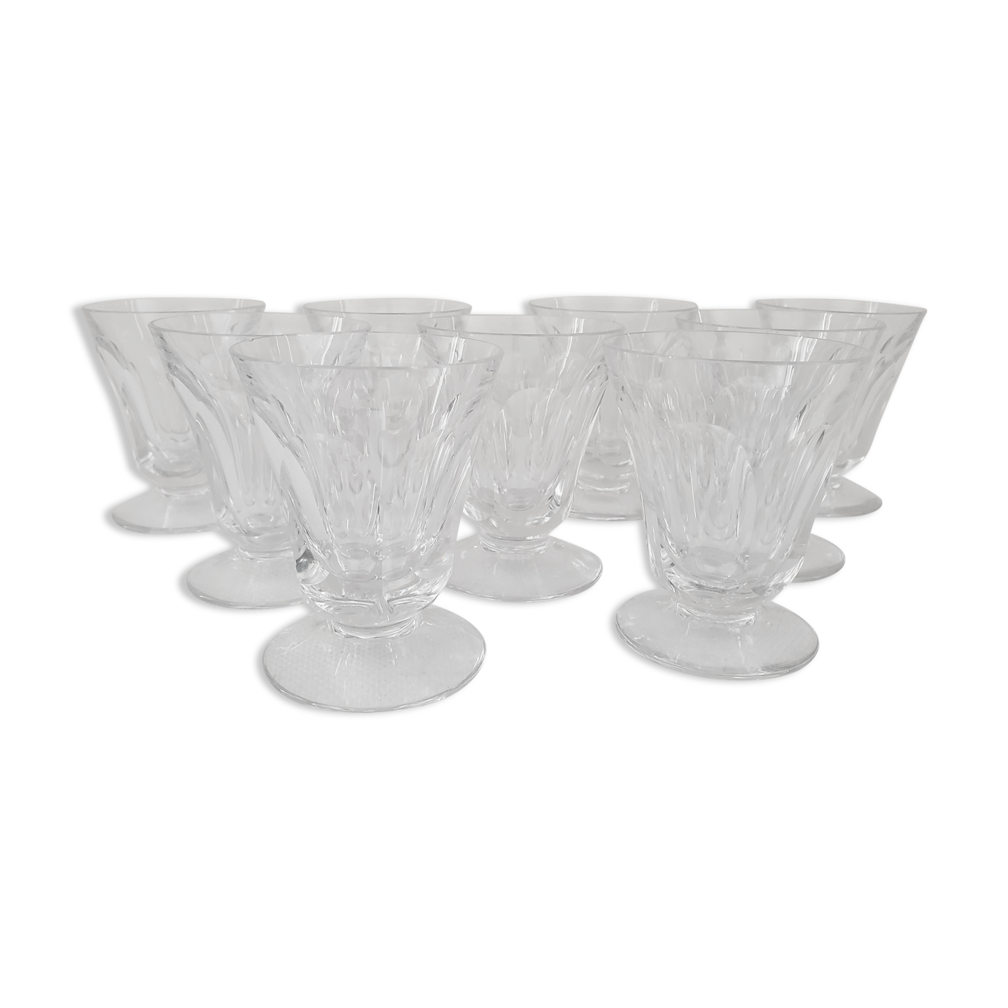 9 glasses with beveled foot 60's