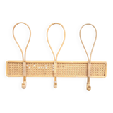 Rattan wall-mounted coat rack