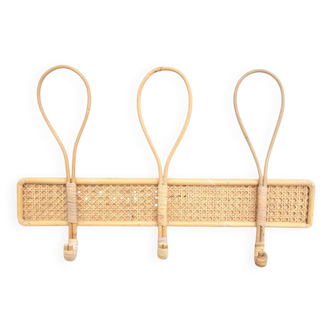 Rattan wall-mounted coat rack