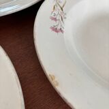 Set of 6 soup plates and 1 dish in polychrome ironstone Choisy-le-Roi