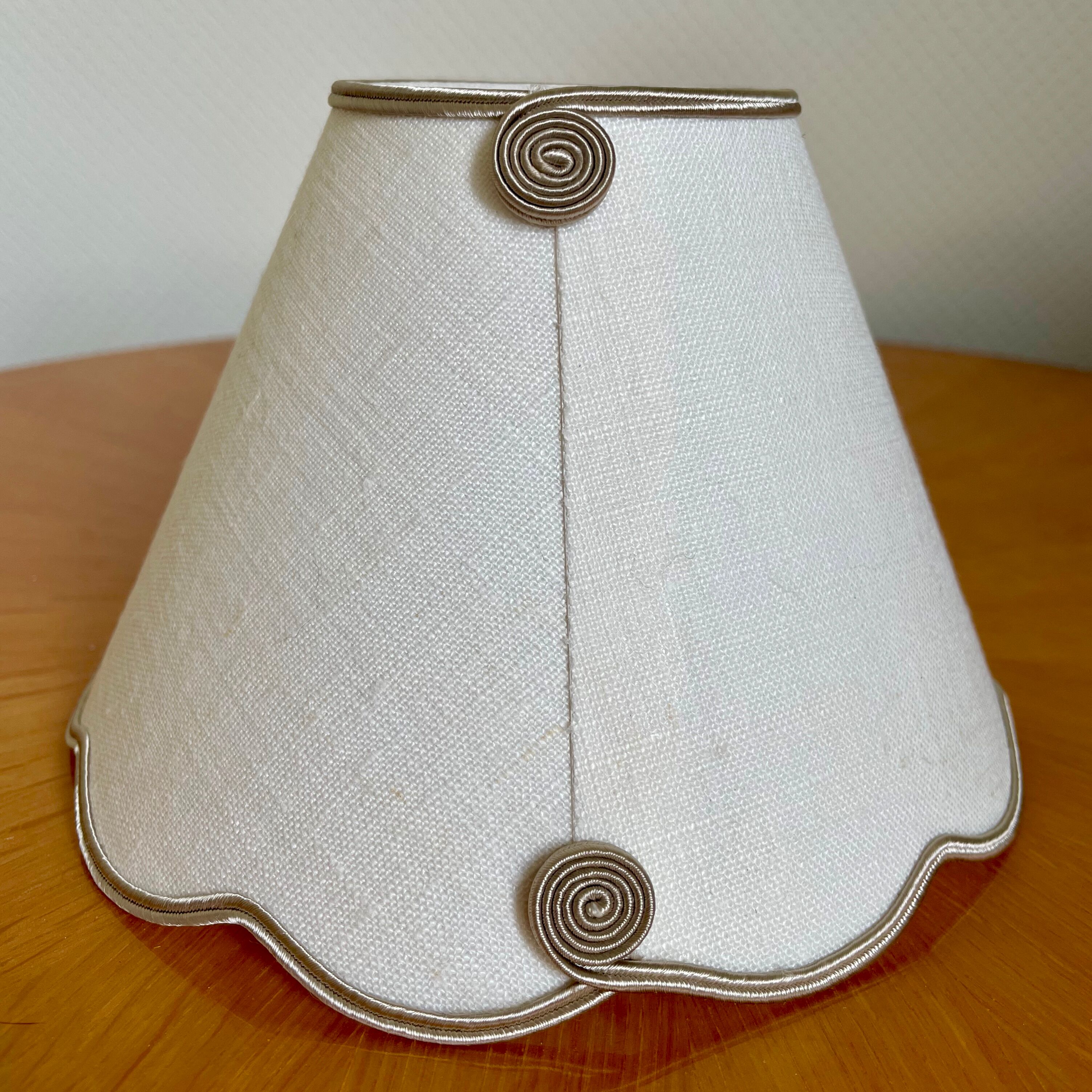 Lampshade in old white linen