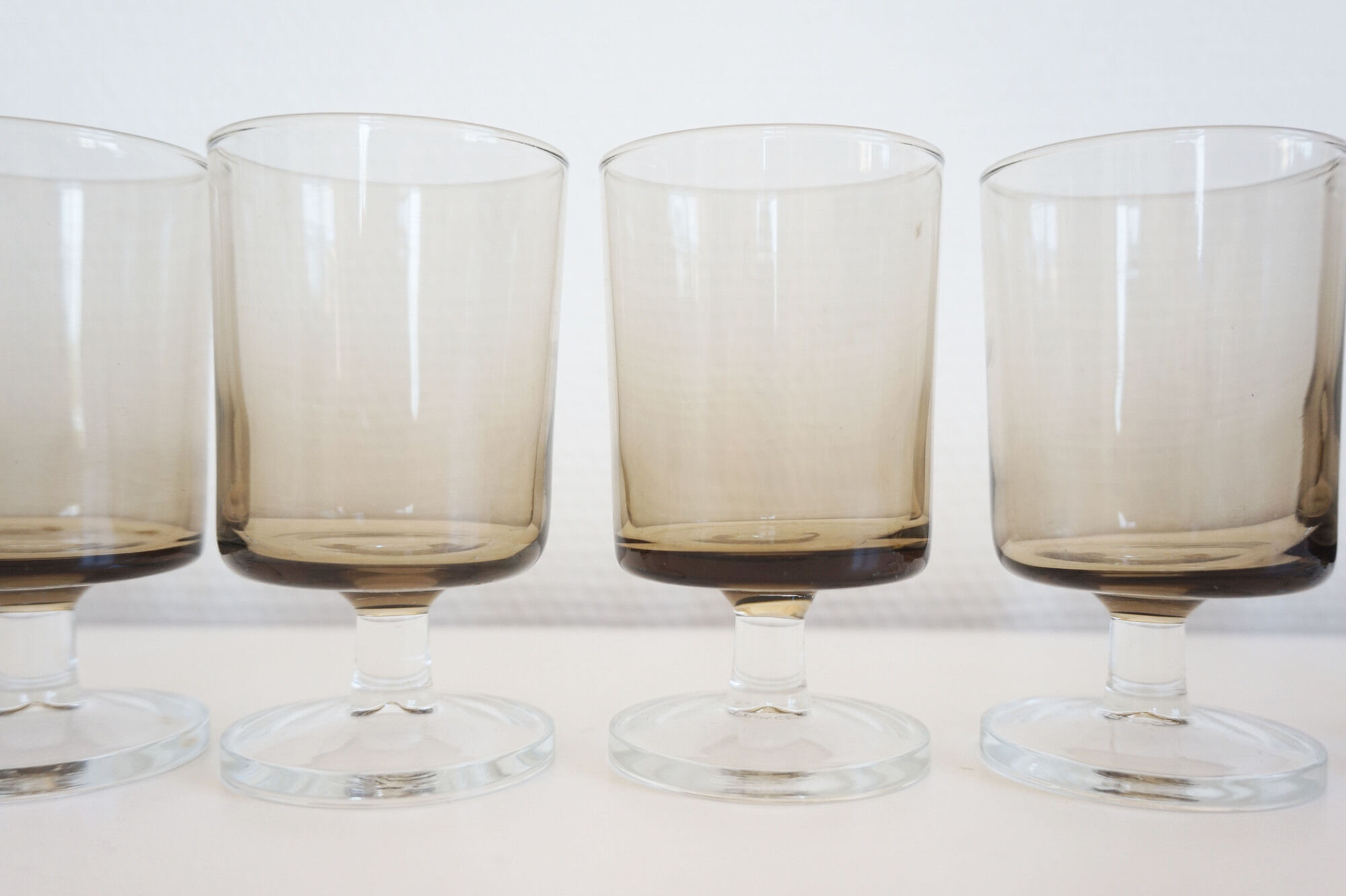 Lot of 11 Luminarc 1970 black smoked glass wine glasses