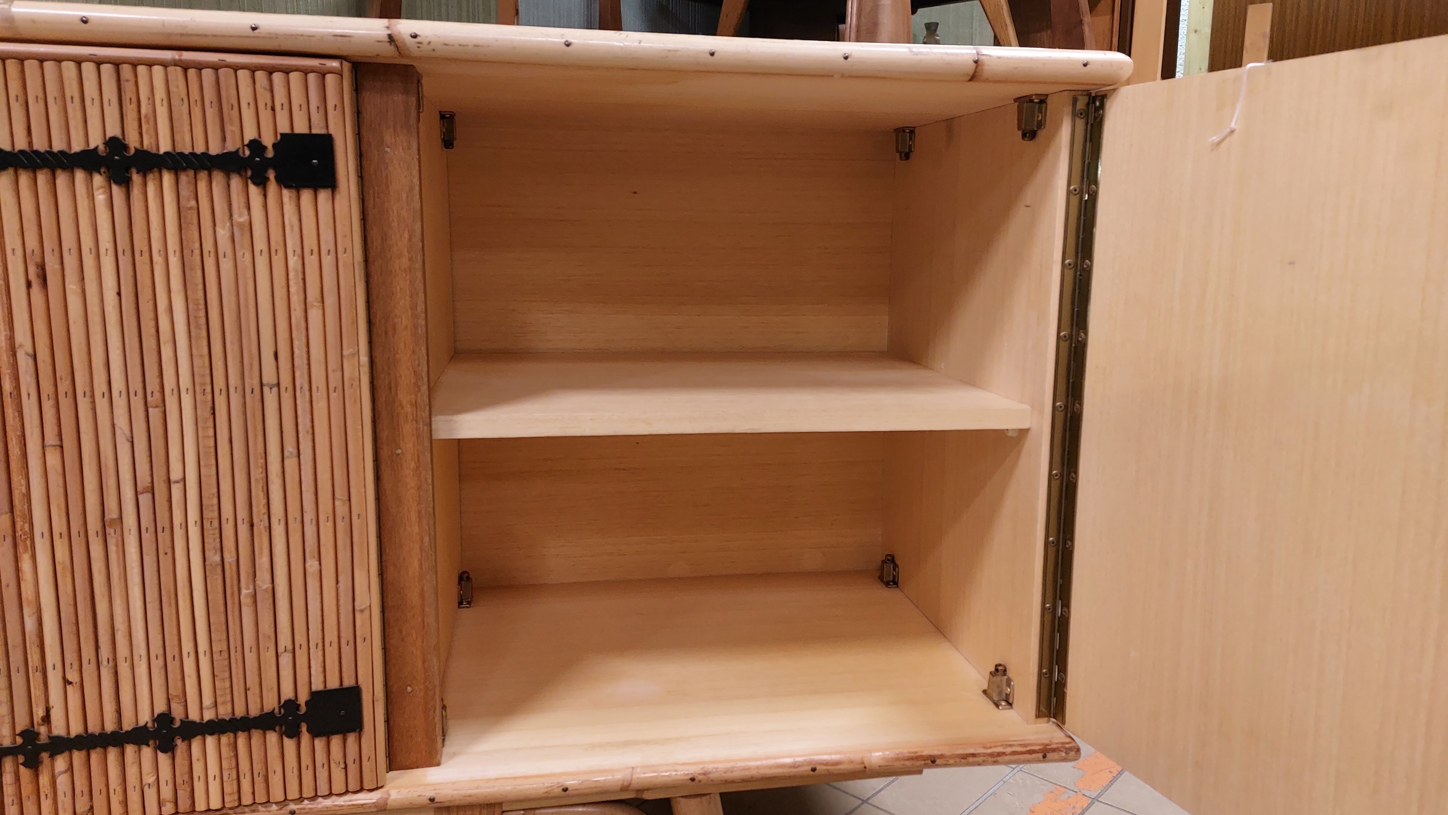 Vintage 3-door bamboo and rattan sideboard 50