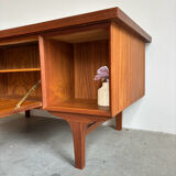 Big vintage Danish freestanding desk in teak