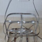 Antique metal bottle holder with wooden handle