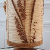 Sandstone lamp and lampshade in dried flowers 70s