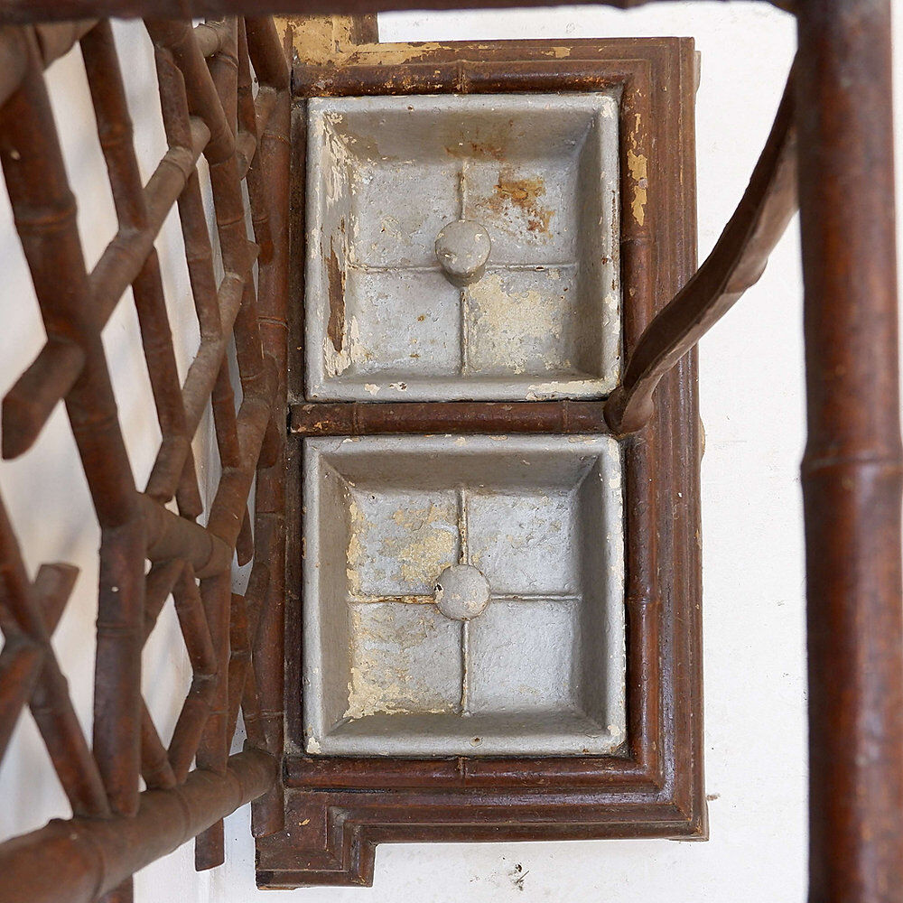 Coat rack or hall tree, 19th century - patinated cast iron imitating bamboo