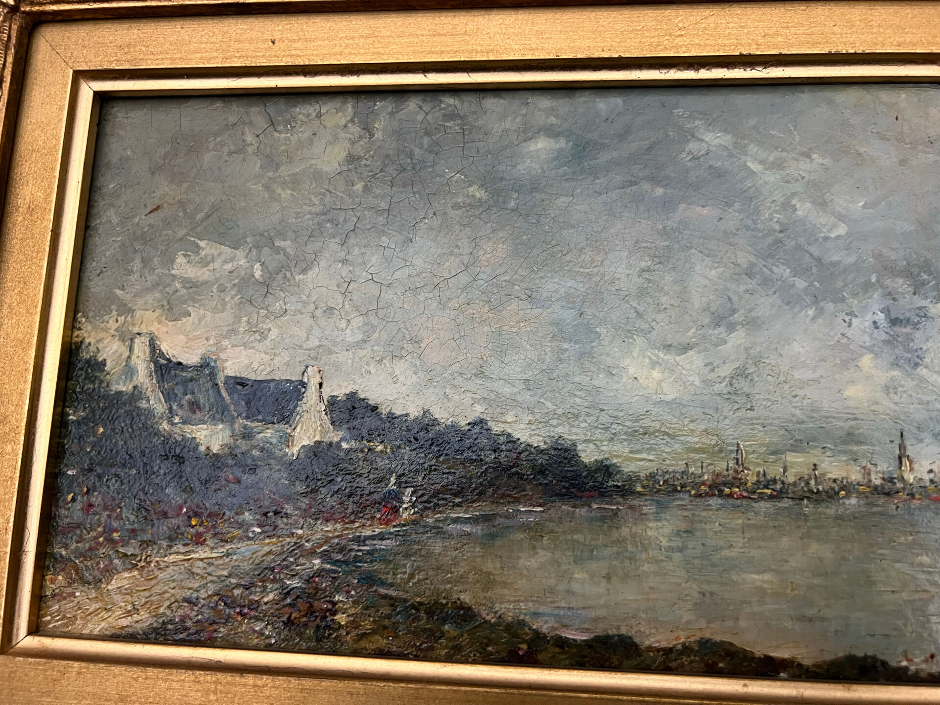 Oil on panel, impressionist coastal view