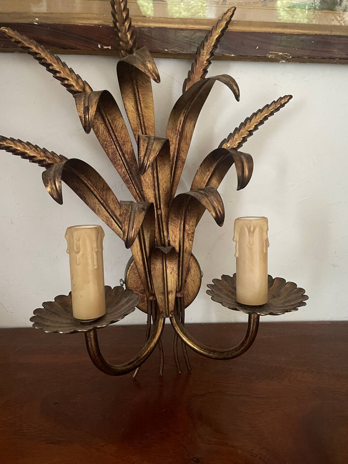 Vintage Italian ear of wheat wall light