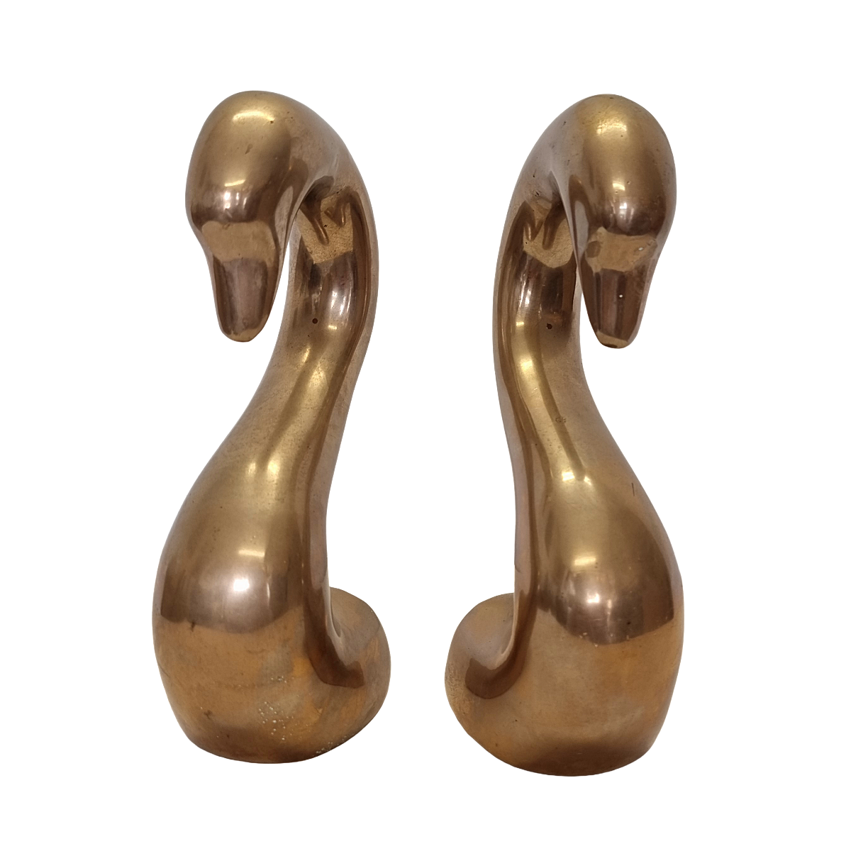 Vintage Italian Brass Swan Neck Bookends, 1970s