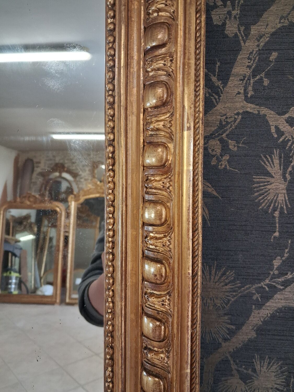 19th-century mirror, 2.04m x 1.25m.