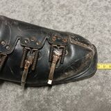 Pair of vintage wooden Skis and their poles + shoes.