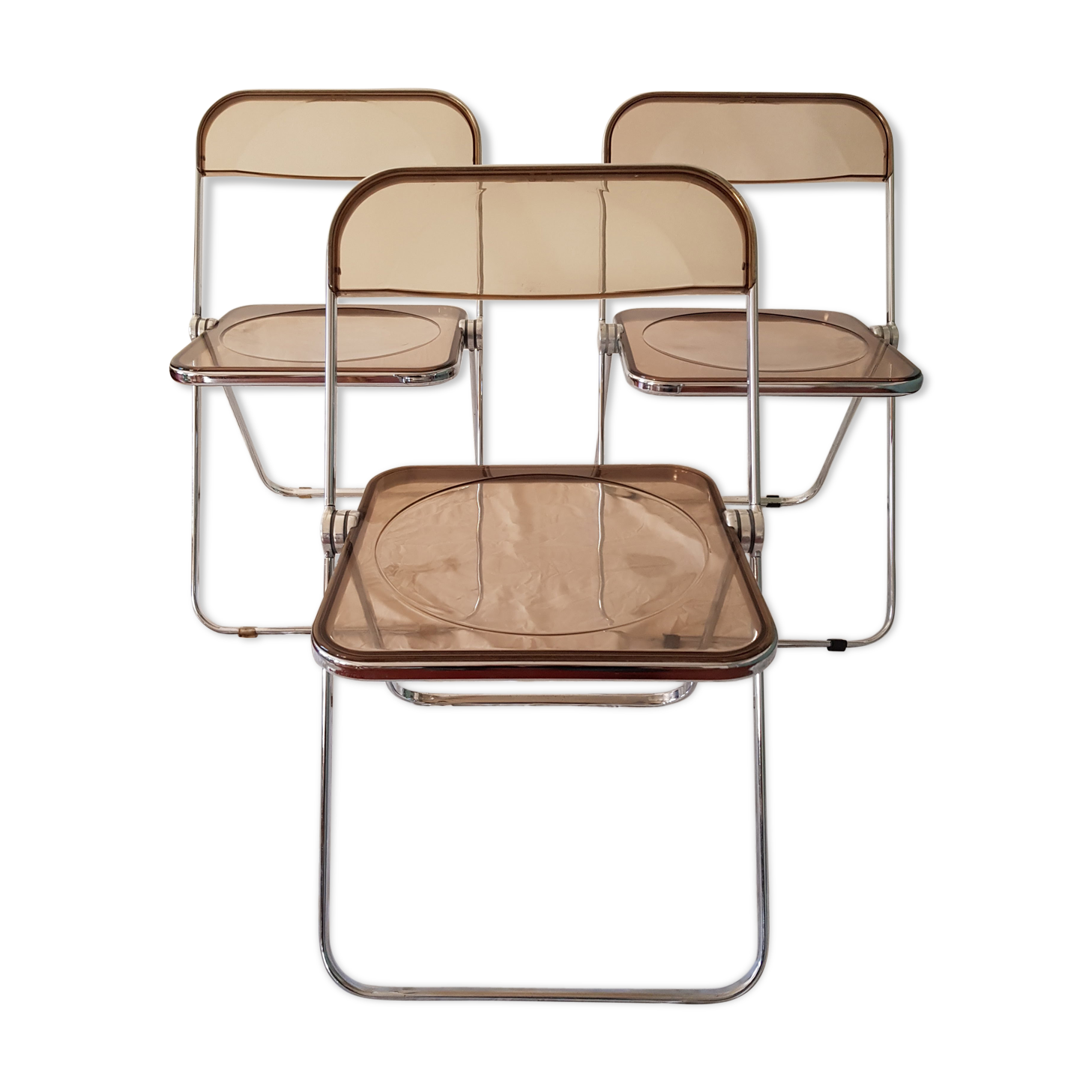 Trio of chairs folded Castelli design Giancarlo company