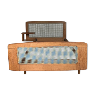 Roger Landault vintage bed in caning