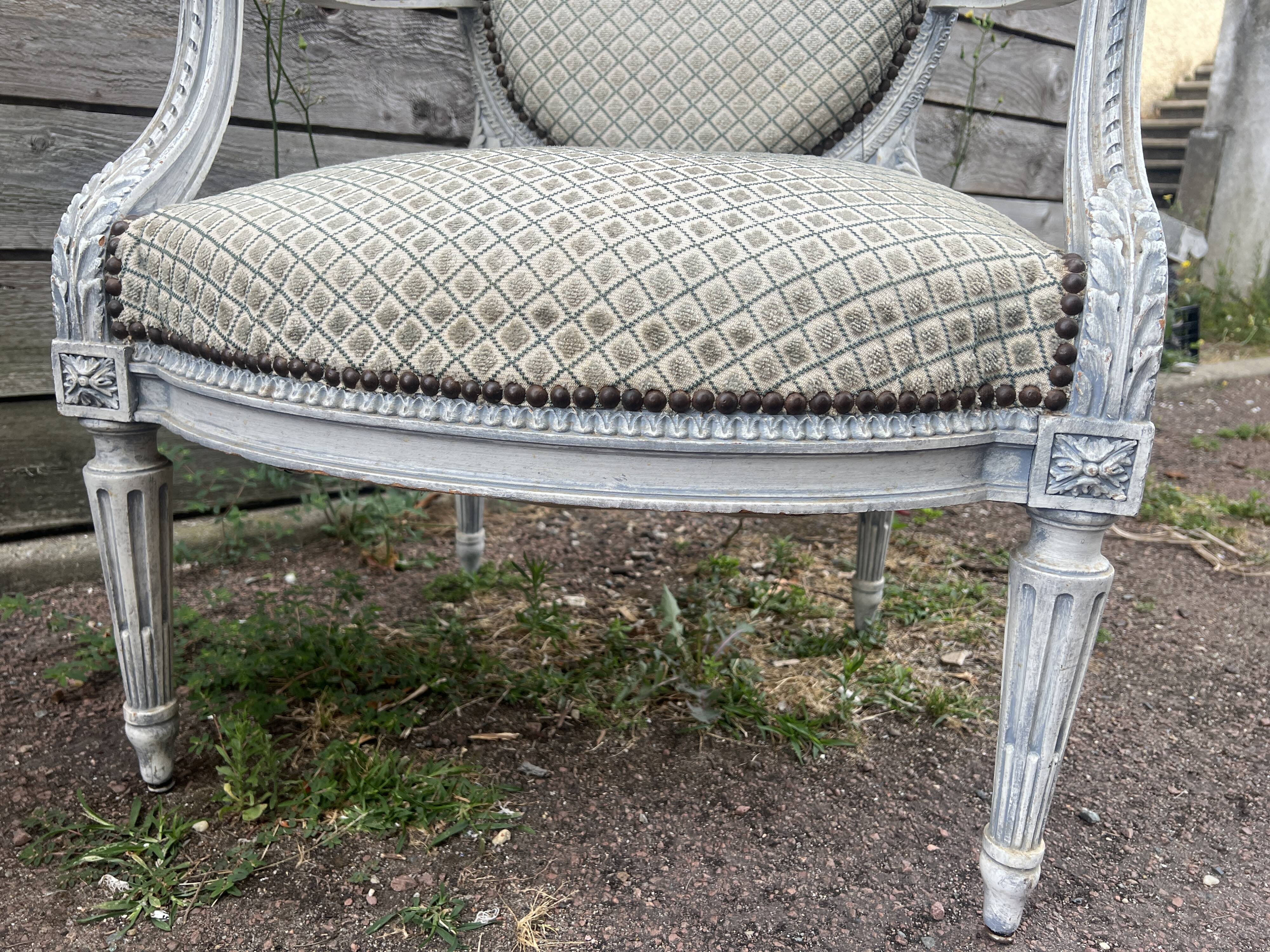 Pair of Louis XVI style armchairs