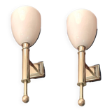 Opaline Glass Chrome Sconces Set of 2
