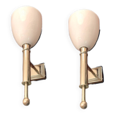 Appliques Chrome Verre Opalin Lot de 2