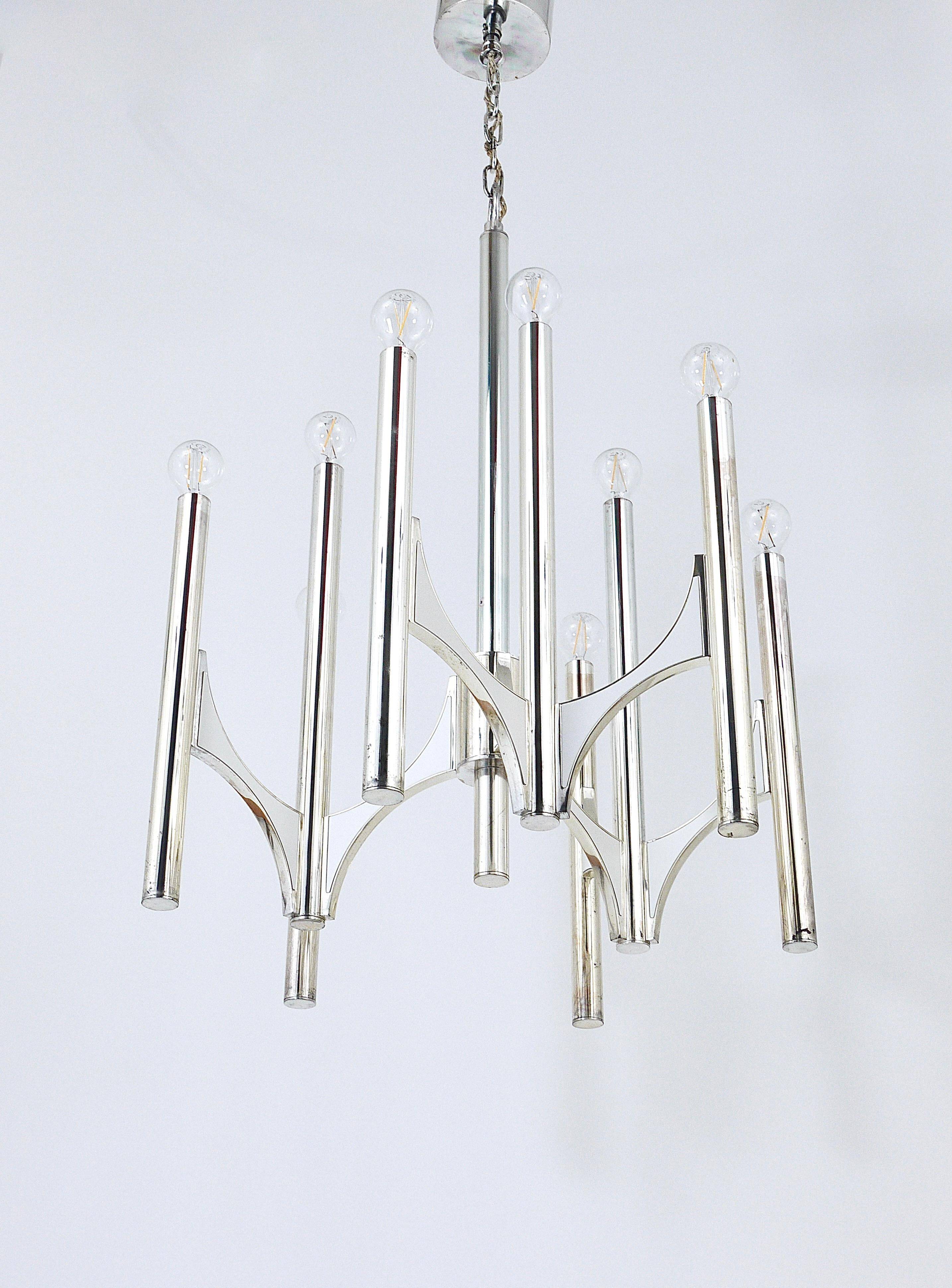 Mid-Century Lustre Gaetano Sciolari Sirius Silvered, Lightolier, Italy