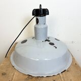 Large Industrial Midcentury Grey Enamel Factory Lamp, 1950s