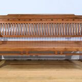 Old colonial varangue bench in teak – mid 20th century