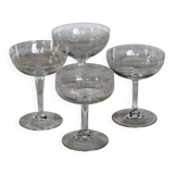 Mismatched vintage cut crystal champagne glasses
