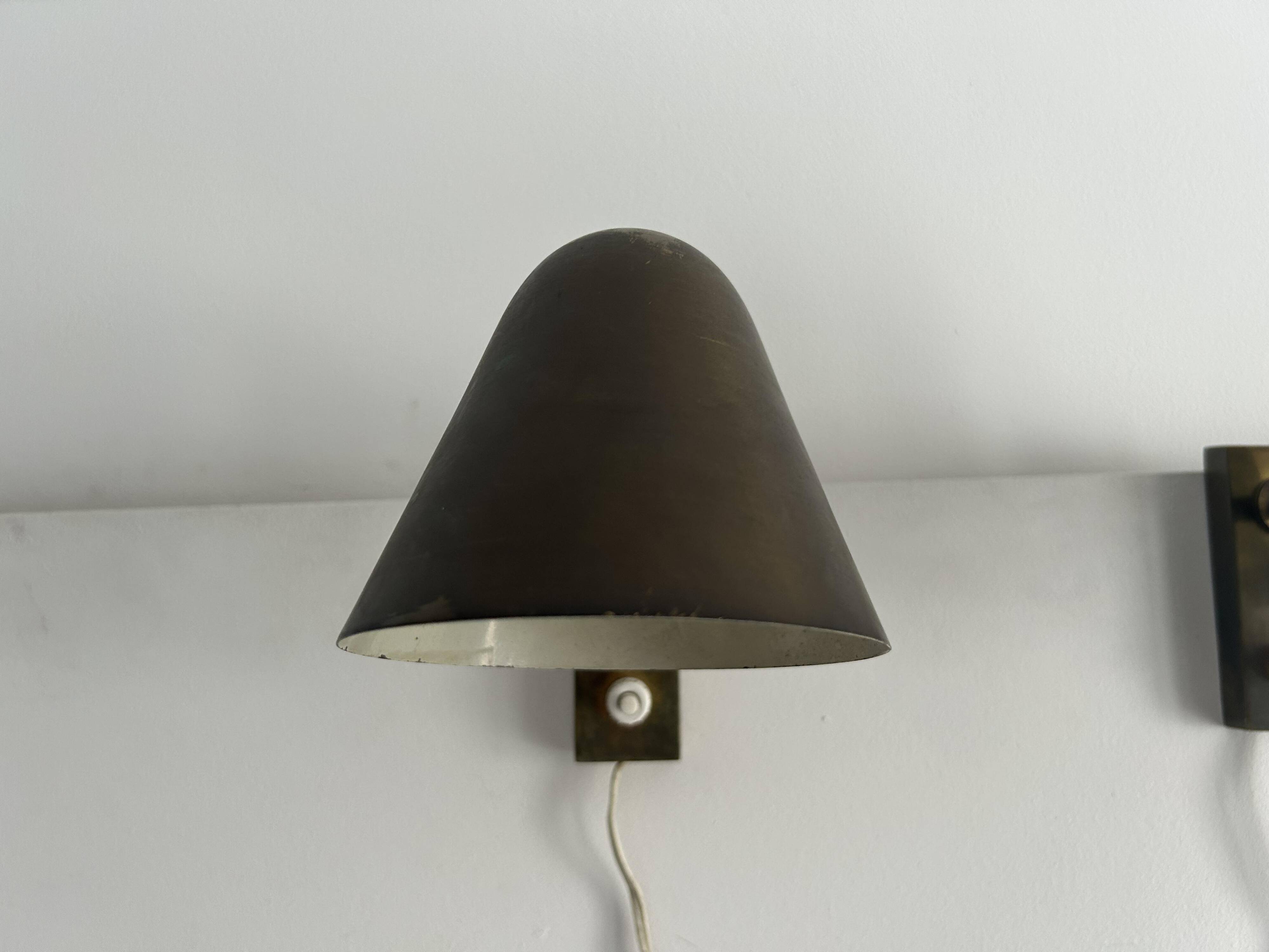 Pair of vintage adjustable wall lights, solid brass, France 1940