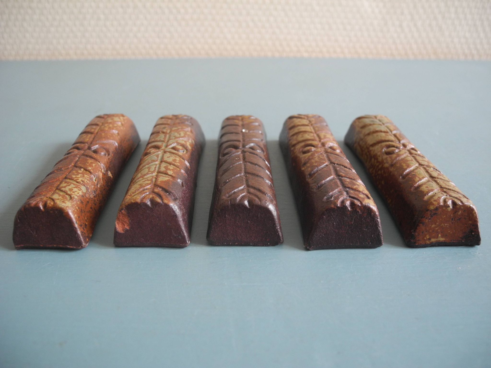 terracotta knife rests vintage table art set holders