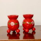 Pair of Swedish Dala Ball candlesticks