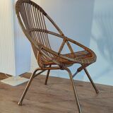 Rattan shell armchair