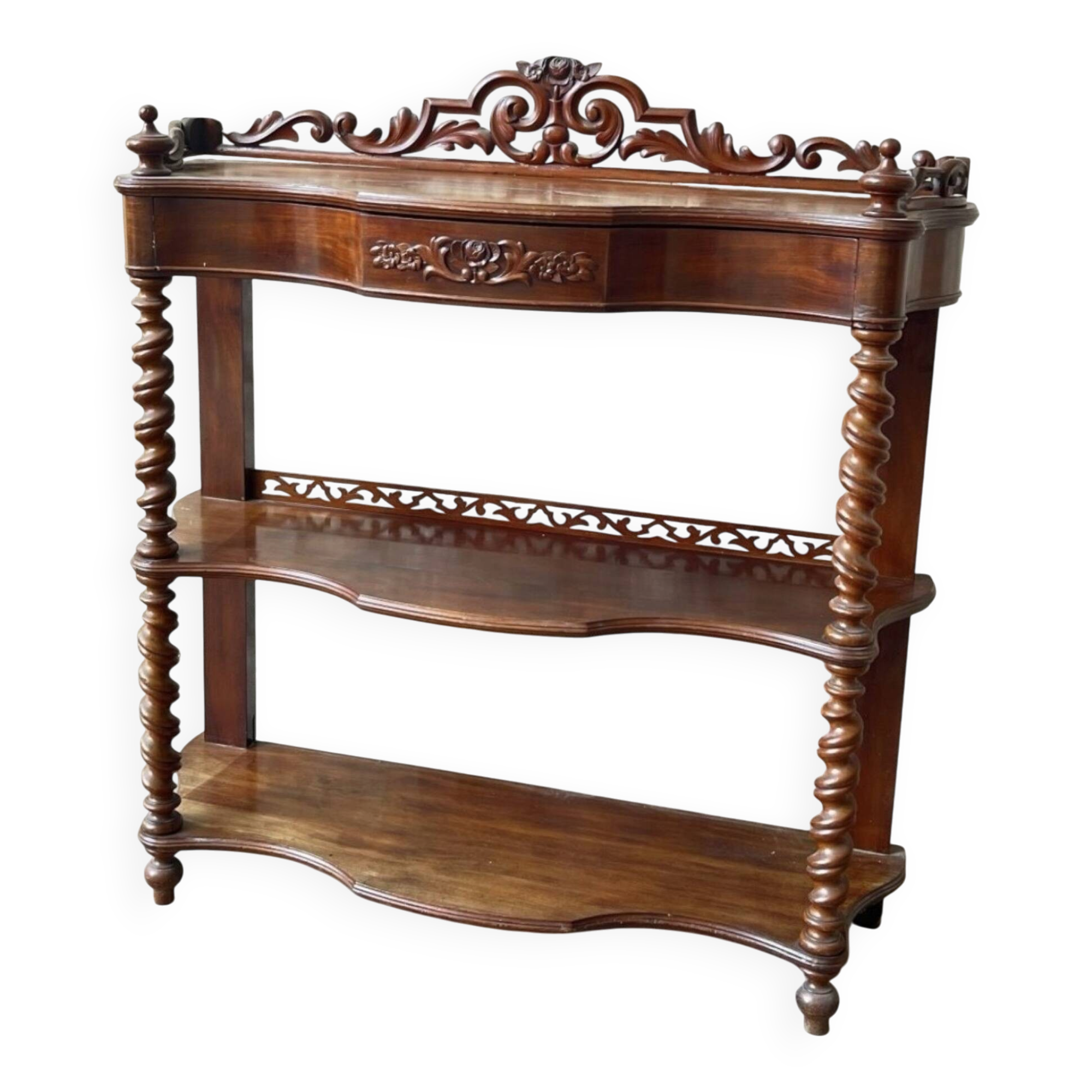 19th century English console – Solid mahogany and veneer – Sculptures