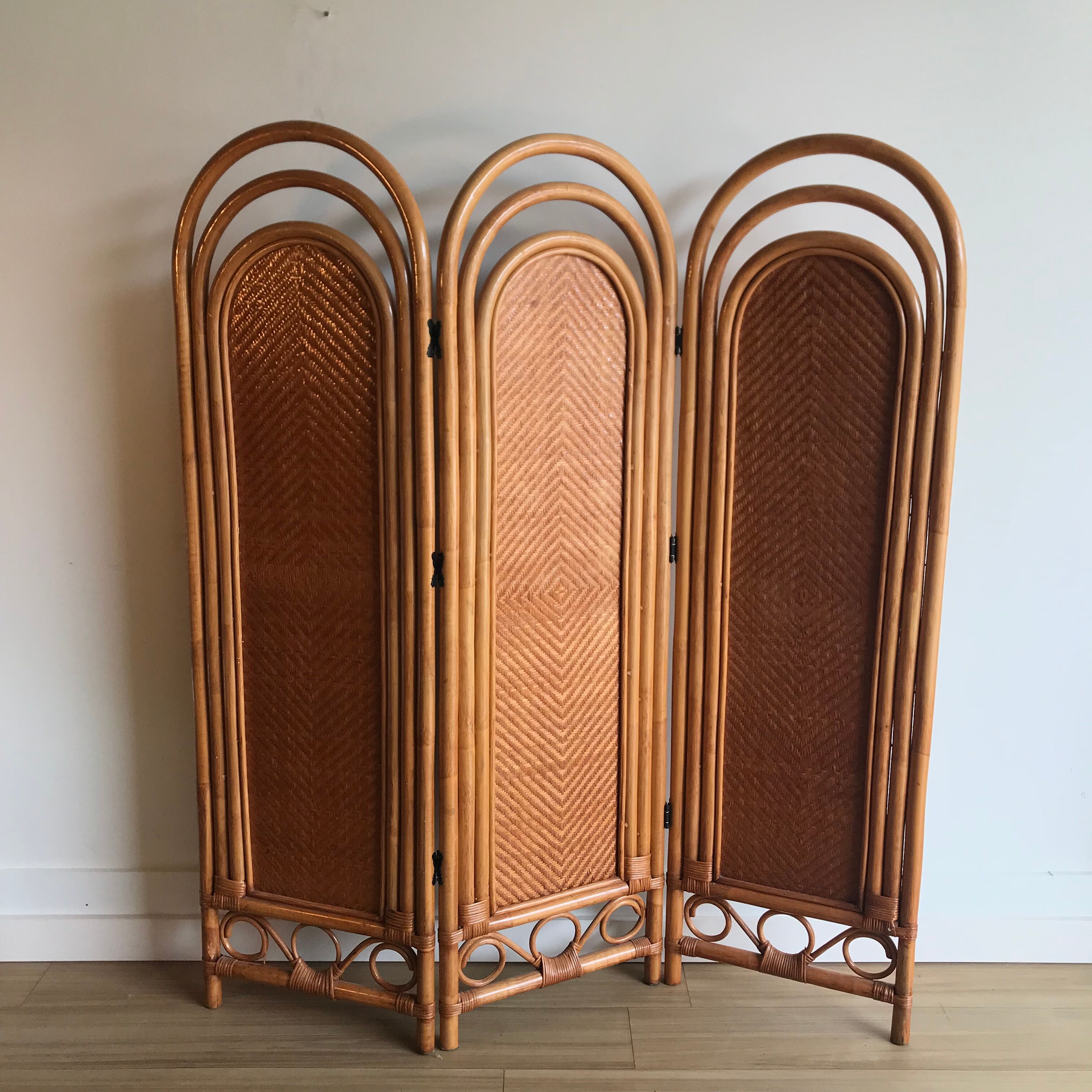 Vintage bamboo and rattan screen