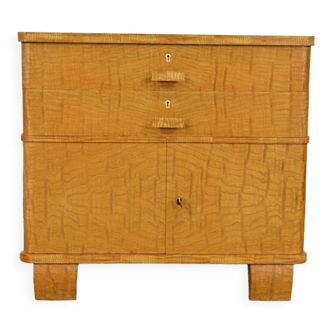 Vintage low furniture in blond wood 1940