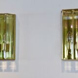 Glamorous pair of French Brass & Facet Glass Sconces