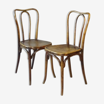 2 chairs Bistrot Fischel 1932 crocodile seat