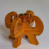 Wooden Christmas candle holder with four goat heads, Sweden, 1970s