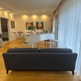 Roche Bobois blue leather sofa