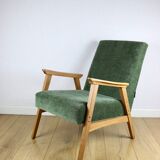 Classic armchair green olive structural light wood
