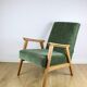 Fauteuil classique en bois clair structurel vert olive